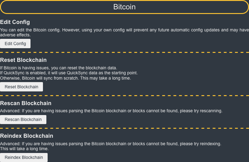 Bitcoin settings