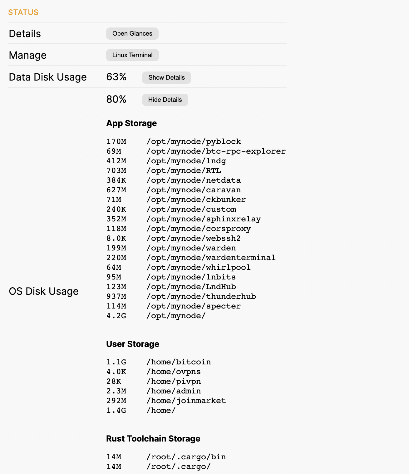 View SD card usage